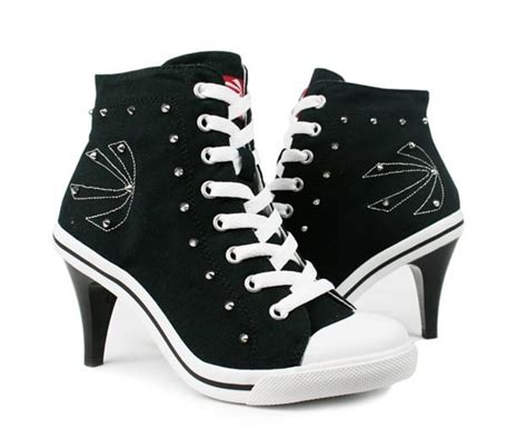 black high heel sneakers